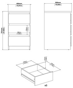 Natúr színű komód tölgyfa dekorral 40x70x50 cm Naia – Tvilum