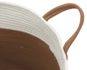 barna-fehér pamut tárolókosár Ø40 x 35 cm