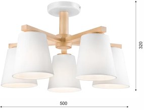 Fali lámpa ELLIE 5xE27/60W/230V fehér/cseresznye