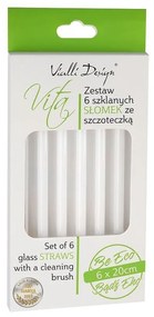 6 db-os fehér üveg szívószál készlet, hosszúság 20 cm - Vialli Design