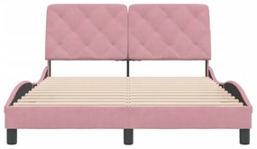 rózsaszín bársony ágykeret matrac nélkül 140 x 190 cm