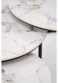 COMORO 3 darabos dohányzóasztal szett, fehér/fekete