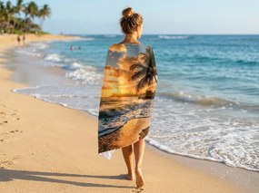 Gyorsan száradó strand Fürdőlepedő SUNSETA színes 70 x 140 cm, 100% mikroszál.