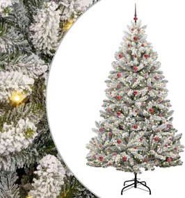 vidaXL Mű karácsonyfa 300 LED-del Zöld és Fehér 240 cm PVC és fém