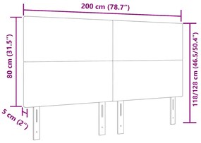 Fejtámla Egyszerű Dizájn Világosszürke 200 cm Kordbársony Anyag