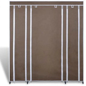 barna szövet ruhásszekrény tárolórekeszekkel 45x150x176 cm