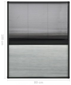 alumínium pliszé ablakszúnyogháló árnyékolóval 80 x 100 cm
