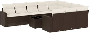 vidaXL 11 részes barna polyrattan kerti ülőgarnitúra párnákkal