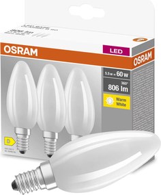 3x Led izzó E14 B35 5,5W 60W 806lm 2700K Meleg 300° Filament Osram