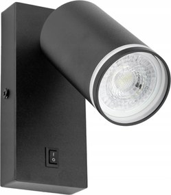 Fali lámpa olvasókapcsolóval Lámpa Tuba GU10 Fekete matt Gyűrű