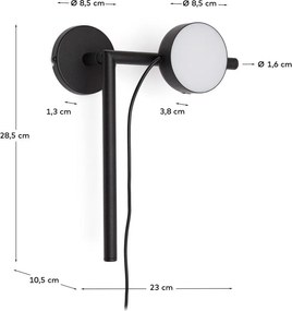 Fekete konnektorhoz csatlakoztatható fém LED dimmelhető fali lámpa Orey – Kave Home