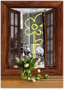 Poszter 50x70 Banksy sárga virág