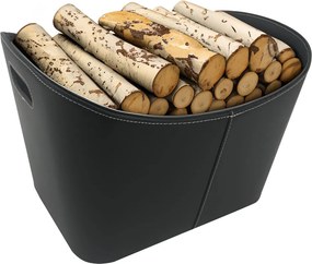 Fatároló kosár műbőrből, fekete, HOLZO
