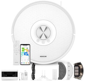 Sencor- 2 az 1-ben robotporszívó és felmosó 50W/5000 mAh Wi-Fi fehér + távirányító