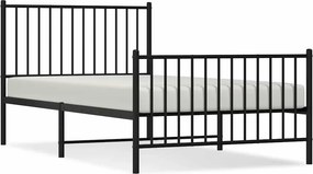 vidaXL fekete fém ágykeret fej- és lábtámlával 100 x 190 cm