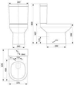 Aqualine Aqualine, VERMET WC kombitál, alsó/hátsó hulladék, fehér, VR038