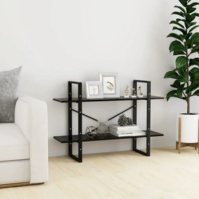 kétszintes fekete szerelt fa könyvszekrény 100 x 30 x 70 cm