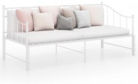 Fehér fém kihúzható kanapéágykeret 90 x 200 cm