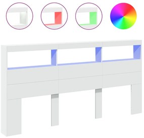fehér áthidalószekrény LED-világítással 200 x 17 x 102 cm
