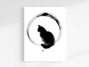 Canvas Vászonkép Grafika Geometria Kör Macska Fekete Fehér B&w 75x100