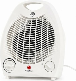 Elektromos fűtőtest ventilátorral és biztonsági kapcsolóval, fehér