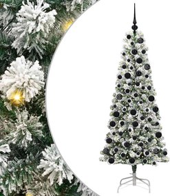 vidaXL Műanyag Hajtogatós Karácsonyfa 300 LED-del Zöld és Fehér 180 cm