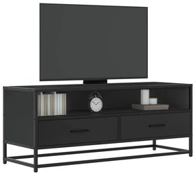 fekete szerelt fa és fém TV-szekrény 100x34,5x40 cm