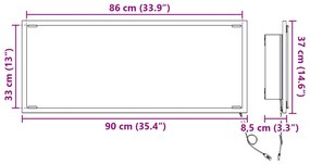 LED Fürdőszoba Tükör Füstölt Tölgy 90x8,5x37 cm Műanyag