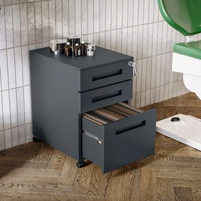 KATE görgős konténer íróasztal alá – 390 x 600 x 500 mm, antracit színű