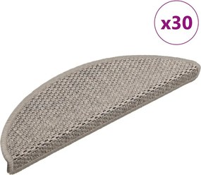 vidaXL 30 db ezüst lépcsőszőnyegek öntapadós szizál kinézetű 56x17x3cm