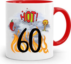 Születésnapra 60 60-es 60-as Bögre Piros Ajándék nyomott mintával