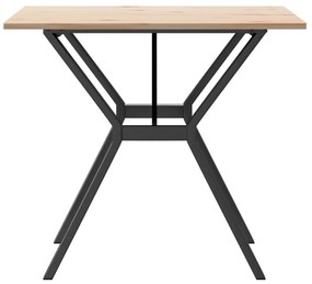 Tömör fenyőfa és acél étkezőasztal Y-vázzal 80x80x75 cm
