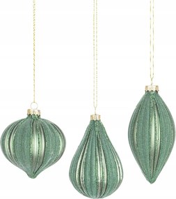 Karácsonyfadísz szett 12 db-os Bizzotto zöld üveg karácsonyi dekoráció