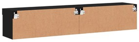 2 db fekete TV-szekrény LED-világítással 80x30x30 cm