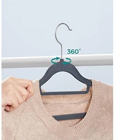 Bársony fogasok, 20 darabos ruhafogas készlet, világosszürke