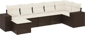 vidaXL 7 részes barna polyrattan kerti ülőgarnitúra párnákkal