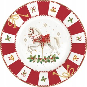 Ünnepi desszertes tányér 19 cm-es mesebeli kistányér hintaló Karácsony