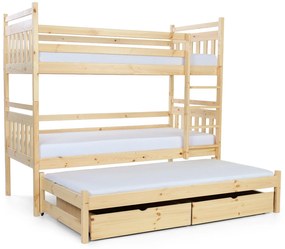 Wilsondo PETRA 5 emeletes ágy pótággyal - natúr borovi Méret: 200x90