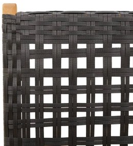 8 db fekete polyrattan és tömör fa dönthető kerti szék