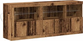 vidaXL LED tálaló LED -es lámpákkal Öreg fa 162 x 37 x 67 cm Faanyag