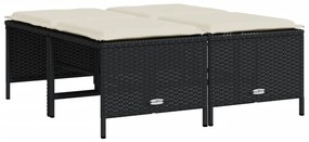 4 db fekete polyrattan kerti szék párnákkal