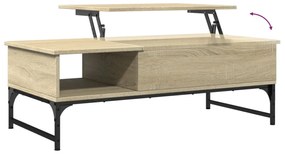 sonoma tölgy szerelt fa és fém dohányzóasztal 100 x 50 x 35 cm