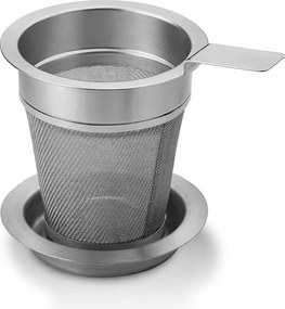 Rozsdamentes teaszűrő teáskannához alátéttel (5 cm)