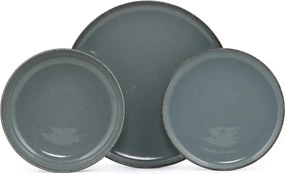 Tányérkészlet porcelán, kék, 18 darabos