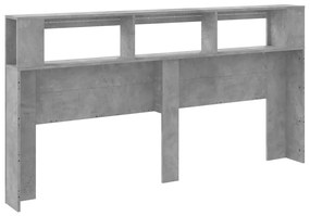 betonszürke szerelt fa LED-es fejtámla 200 x 18,5 x 103,5 cm