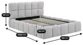 Szürke Bouclé Franciaágy Ágyneműtartóval. 140x200 MURACJA