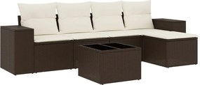 vidaXL 6 részes barna polyrattan kerti ülőgarnitúra párnával