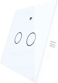 Érintőkapcsoló üveg dupla Wifi+rf nélkül N Tuya fehér