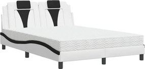 vidaXL fehér és fekete műbőr ágy Viana matraccal 140 x 200 cm
