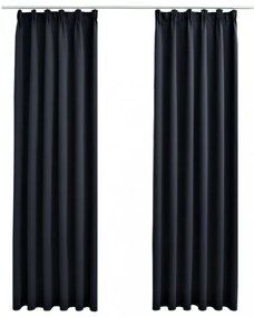 2 db antracitszürke sötétítőfüggöny kampókkal 140 x 175 cm